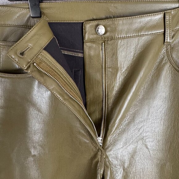 Aritzia Wilfred Melina Bough Green High-waisted Vegan Leather Pants Plus Size 16 - Picture 5 of 10